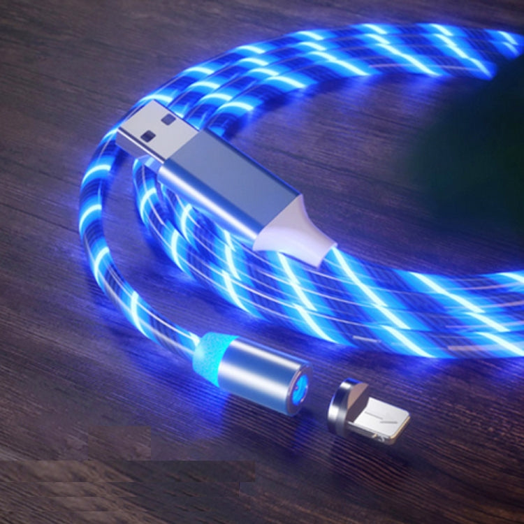 USB to 8 Pin Magnetic Suction Colorful Streamer Mobile Phone Charging  Cable, Length: 1m(Blue Light) - free shipping - PMC Jewellery - Order now!