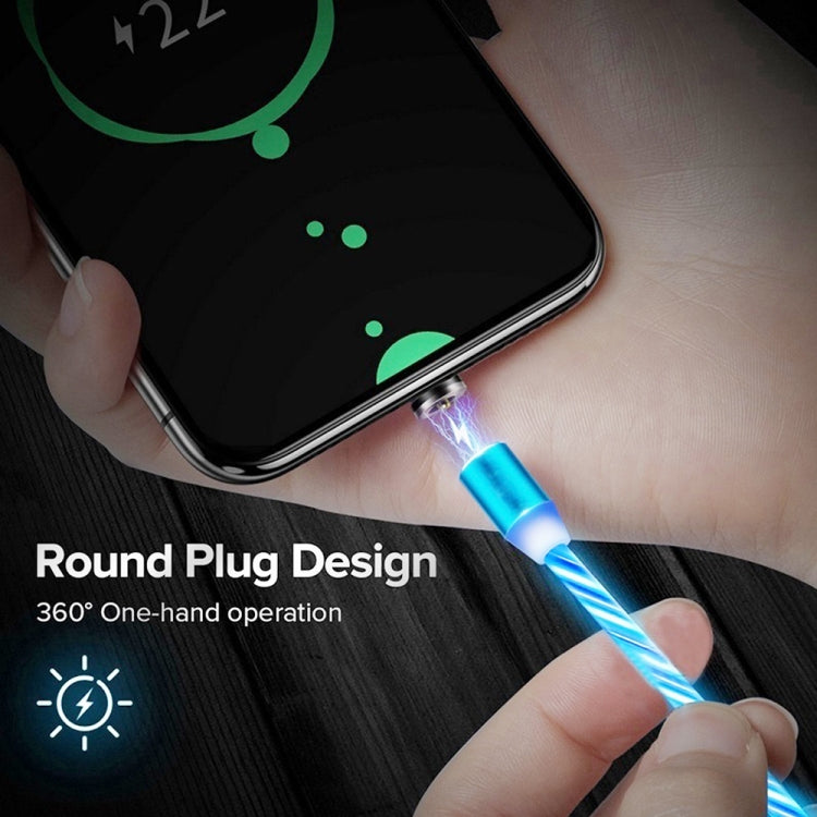 USB to 8 Pin Magnetic Suction Colorful Streamer Mobile Phone Charging  Cable, Length: 1m(Blue Light) - free shipping - PMC Jewellery - Order now!