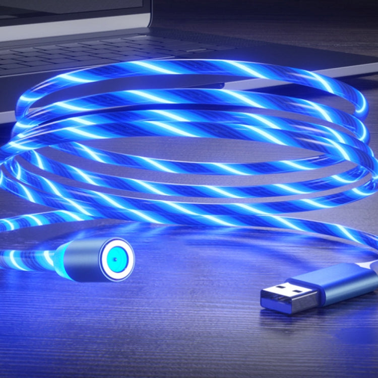 USB to 8 Pin Magnetic Suction Colorful Streamer Mobile Phone Charging  Cable, Length: 1m(Blue Light) - free shipping - PMC Jewellery - Order now!