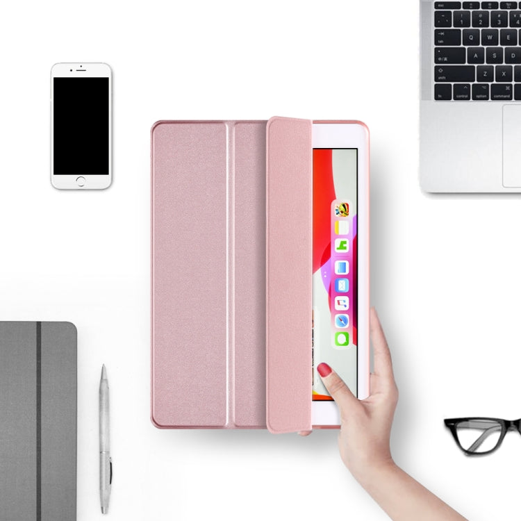 Three-folding Surface PU Leather TPU Matte Soft Bottom Case with Holder & Sleep / Wake-up Function For iPad 10.2 2021 / 2020 / 2019 / iPad Pro 10.5 inch(Sky blue) - iPad 10.2 Cases by PMC TechLife | Online Shopping South Africa | PMC TechLife