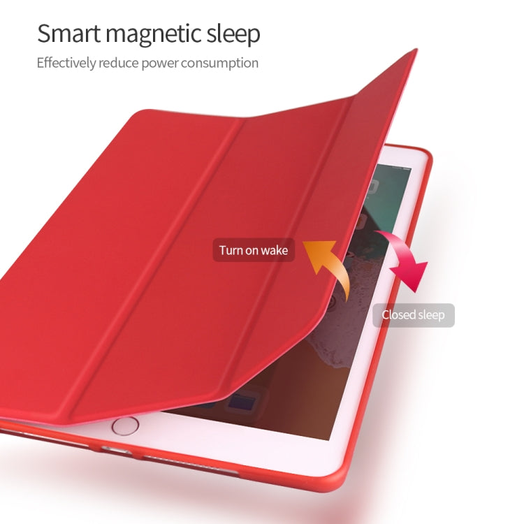 Three-folding Surface PU Leather TPU Matte Soft Bottom Case with Holder & Sleep / Wake-up Function For iPad 10.2 2021 / 2020 / 2019 / iPad Pro 10.5 inch(Sky blue) - iPad 10.2 Cases by PMC TechLife | Online Shopping South Africa | PMC TechLife