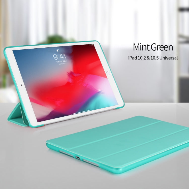 Three-folding Surface PU Leather TPU Matte Soft Bottom Case with Holder & Sleep / Wake-up Function For iPad 10.2 2021 / 2020 / 2019 / iPad Pro 10.5 inch(Mint Green) - iPad 10.2 Cases by PMC TechLife | Online Shopping South Africa | PMC TechLife