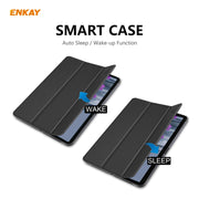 ENKAY ENK-8010 PU Leather + Plastic Smart Case with Three-folding Holder for Samsung Galaxy Tab S8 / Galaxy Tab S7 11.0 T870 / T875(Black)