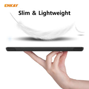 ENKAY ENK-8010 PU Leather + Plastic Smart Case with Three-folding Holder for Samsung Galaxy Tab S8 / Galaxy Tab S7 11.0 T870 / T875(Black)