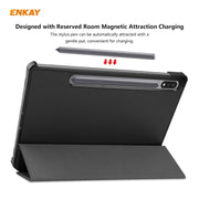 ENKAY ENK-8010 PU Leather + Plastic Smart Case with Three-folding Holder for Samsung Galaxy Tab S8 / Galaxy Tab S7 11.0 T870 / T875(Black)