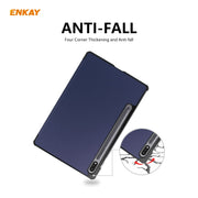 ENKAY ENK-8010 PU Leather + Plastic Smart Case with Three-folding Holder for Samsung Galaxy Tab S8 / Galaxy Tab S7 11.0 T870 / T875(Dark Blue)