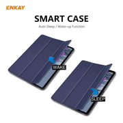 ENKAY ENK-8010 PU Leather + Plastic Smart Case with Three-folding Holder for Samsung Galaxy Tab S8 / Galaxy Tab S7 11.0 T870 / T875(Dark Blue)