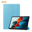 ENKAY ENK-8010 PU Leather + Plastic Smart Case with Three-folding Holder for Samsung Galaxy Tab S8 / Galaxy Tab S7 11.0 T870 / T875(Light Blue) - free shipping - PMc TechLife - Order now!