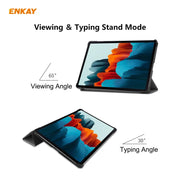ENKAY ENK-8010 PU Leather + Plastic Smart Case with Three-folding Holder for Samsung Galaxy Tab S8 / Galaxy Tab S7 11.0 T870 / T875(Grey)