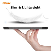 ENKAY ENK-8010 PU Leather + Plastic Smart Case with Three-folding Holder for Samsung Galaxy Tab S8 / Galaxy Tab S7 11.0 T870 / T875(Grey)