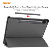 ENKAY ENK-8010 PU Leather + Plastic Smart Case with Three-folding Holder for Samsung Galaxy Tab S8 / Galaxy Tab S7 11.0 T870 / T875(Grey)