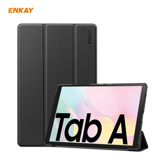 ENKAY ENK-8009 For Samsung Galaxy Tab A7 10.4 T500 / T505 2020 / 2022 PU Leather + Plastic Smart Case with Three-folding Holder(Black) - free shipping - PMC Jewellery - Order now!