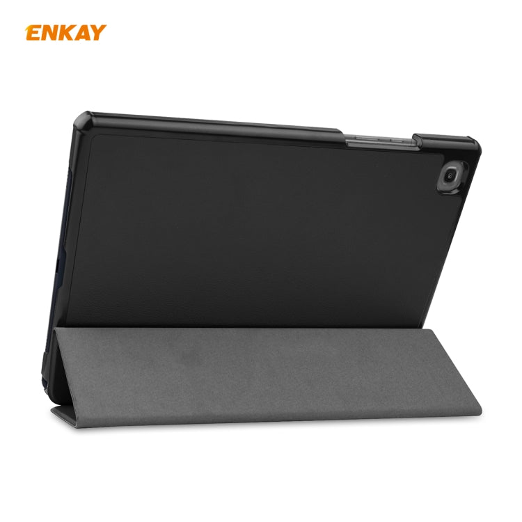 ENKAY ENK-8009 For Samsung Galaxy Tab A7 10.4 T500 / T505 2020 / 2022 PU Leather + Plastic Smart Case with Three-folding Holder(Black)