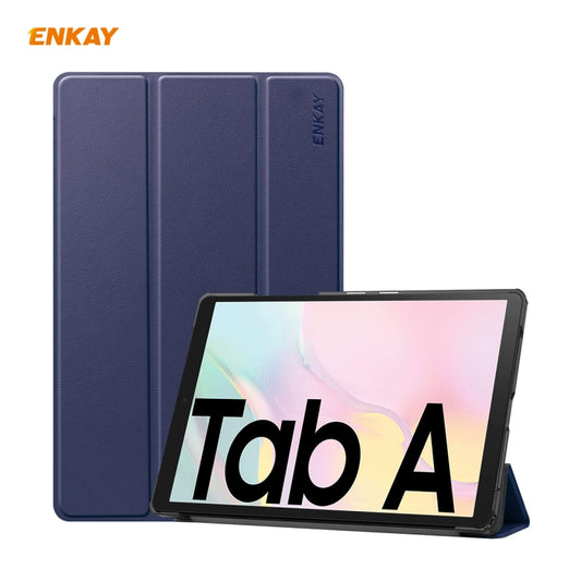ENKAY ENK-8009 For Samsung Galaxy Tab A7 10.4 T500 / T505 2020 / 2022 PU Leather + Plastic Smart Case with Three-folding Holder(Dark Blue) - free shipping - PMC Jewellery - Order now!