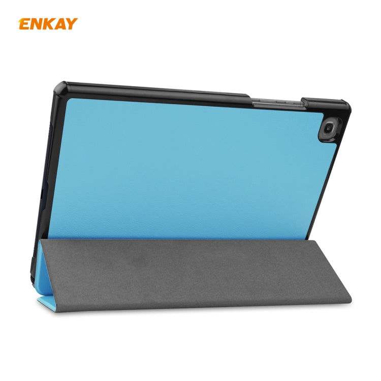 ENKAY ENK-8009 For Samsung Galaxy Tab A7 10.4 T500 / T505 2020 / 2022 PU Leather + Plastic Smart Case with Three-folding Holder(Light Blue) - free shipping - PMc TechLife - Order now!