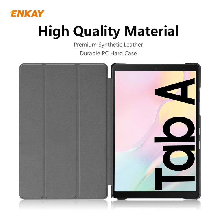 ENKAY ENK-8009 For Samsung Galaxy Tab A7 10.4 T500 / T505 2020 / 2022 PU Leather + Plastic Smart Case with Three-folding Holder(Light Blue)