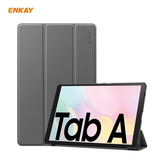 ENKAY ENK-8009 For Samsung Galaxy Tab A7 10.4 T500 / T505 2020 / 2022 PU Leather + Plastic Smart Case with Three-folding Holder(Grey) - free shipping - PMC Jewellery - Order now!