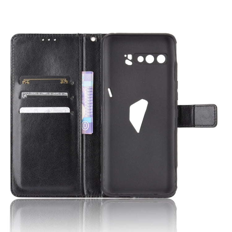 For Asus ROG Phone 3 ZS661KS Retro Crazy Horse Texture Horizontal Flip Leather Case , with Holder & Card Slots & Photo Frame(Black) - ASUS Cases by PMC TechLife | Online Shopping South Africa | PMC TechLife