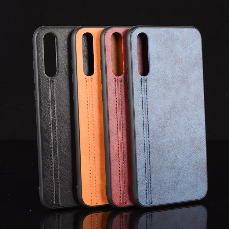 For Huawei P Smart S Shockproof Sewing Cow Pattern Skin PC + PU + TPU Case(Blue) - Huawei Cases by PMC TechLife | Online Shopping South Africa | PMC TechLife