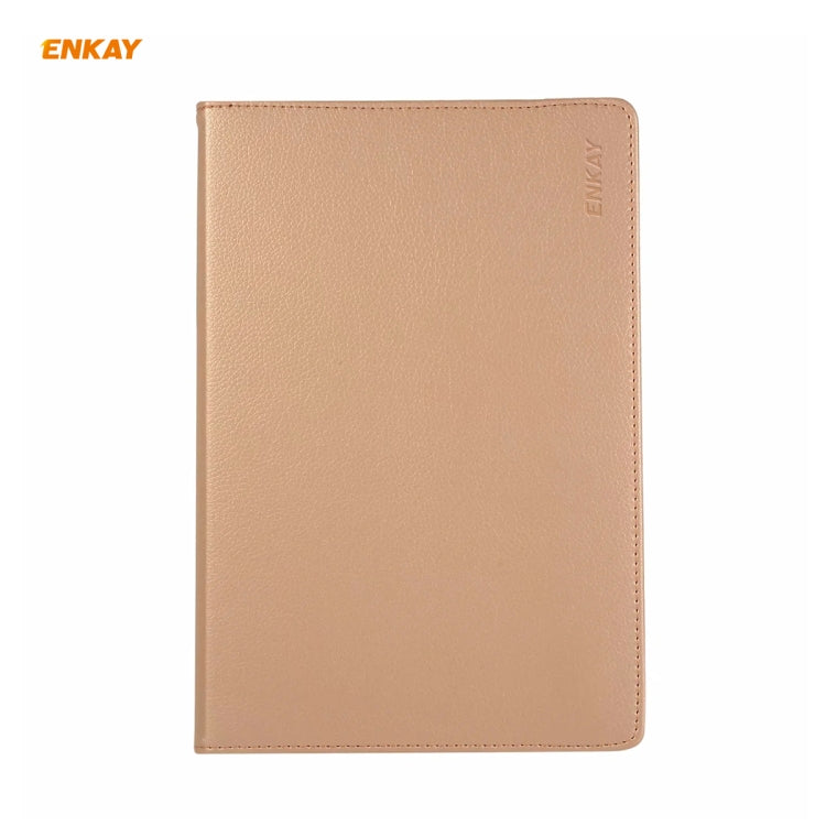 ENKAY for Samsung Galaxy Tab S8 / Galaxy Tab S7 11.0 T870 / T875 ENK-8012 360 Degree Rotation Litchi Texture Horizontal Flip PU Leather Smart Case with Holder & Sleep / Wake-up(Gold)