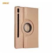 ENKAY for Samsung Galaxy Tab S8 / Galaxy Tab S7 11.0 T870 / T875 ENK-8012 360 Degree Rotation Litchi Texture Horizontal Flip PU Leather Smart Case with Holder & Sleep / Wake-up(Gold)