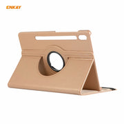 ENKAY for Samsung Galaxy Tab S8 / Galaxy Tab S7 11.0 T870 / T875 ENK-8012 360 Degree Rotation Litchi Texture Horizontal Flip PU Leather Smart Case with Holder & Sleep / Wake-up(Gold)
