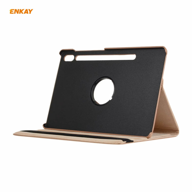 ENKAY for Samsung Galaxy Tab S8 / Galaxy Tab S7 11.0 T870 / T875 ENK-8012 360 Degree Rotation Litchi Texture Horizontal Flip PU Leather Smart Case with Holder & Sleep / Wake-up(Gold)