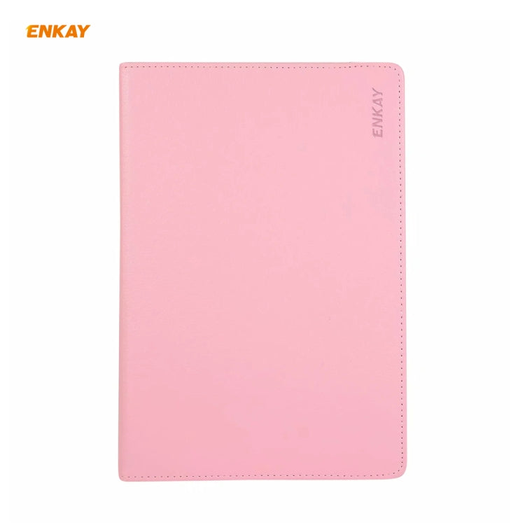 ENKAY for Samsung Galaxy Tab S8 / Galaxy Tab S7 11.0 T870 / T875 ENK-8012 360 Degree Rotation Litchi Texture Horizontal Flip PU Leather Smart Case with Holder & Sleep / Wake-up(Pink)
