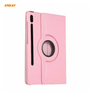 ENKAY for Samsung Galaxy Tab S8 / Galaxy Tab S7 11.0 T870 / T875 ENK-8012 360 Degree Rotation Litchi Texture Horizontal Flip PU Leather Smart Case with Holder & Sleep / Wake-up(Pink)