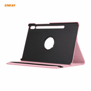 ENKAY for Samsung Galaxy Tab S8 / Galaxy Tab S7 11.0 T870 / T875 ENK-8012 360 Degree Rotation Litchi Texture Horizontal Flip PU Leather Smart Case with Holder & Sleep / Wake-up(Pink)