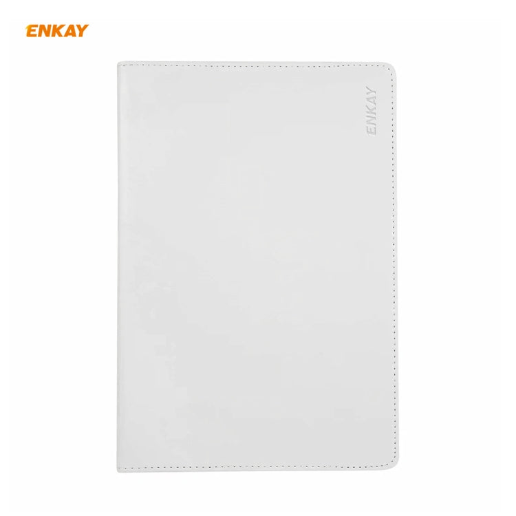 ENKAY for Samsung Galaxy Tab S8 / Galaxy Tab S7 11.0 T870 / T875 ENK-8012 360 Degree Rotation Litchi Texture Horizontal Flip PU Leather Smart Case with Holder & Sleep / Wake-up(White)
