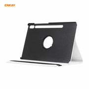ENKAY for Samsung Galaxy Tab S8 / Galaxy Tab S7 11.0 T870 / T875 ENK-8012 360 Degree Rotation Litchi Texture Horizontal Flip PU Leather Smart Case with Holder & Sleep / Wake-up(White)