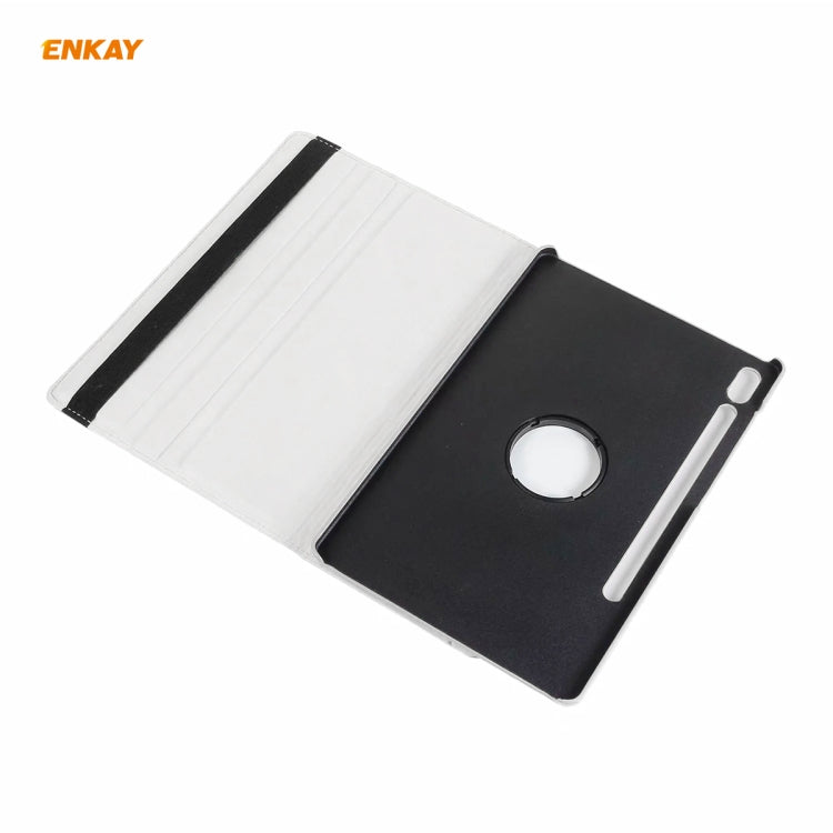 ENKAY for Samsung Galaxy Tab S8 / Galaxy Tab S7 11.0 T870 / T875 ENK-8012 360 Degree Rotation Litchi Texture Horizontal Flip PU Leather Smart Case with Holder & Sleep / Wake-up(White)