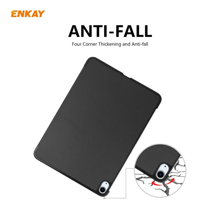 For iPad Air 11 2024 / Pro 11 2018 / Air 10.9 2022 ENKAY 3-folding Plastic Leather Smart Tablet Case(Black) - free shipping - PMC TechLife - Order now!