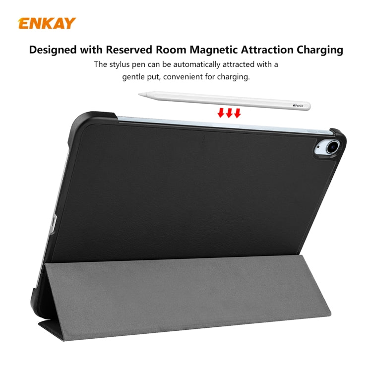 For iPad Air 11 2024 / Pro 11 2018 / Air 10.9 2022 ENKAY 3-folding Plastic Leather Smart Tablet Case(Black) - free shipping - PMC TechLife - Order now!