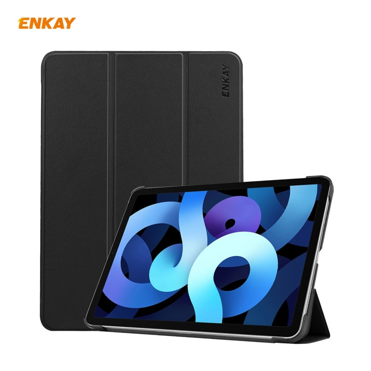 For iPad Air 11 2024 / Pro 11 2018 / Air 10.9 2022 ENKAY 3-folding Plastic Leather Smart Tablet Case(Black) - free shipping - PMC TechLife - Order now!