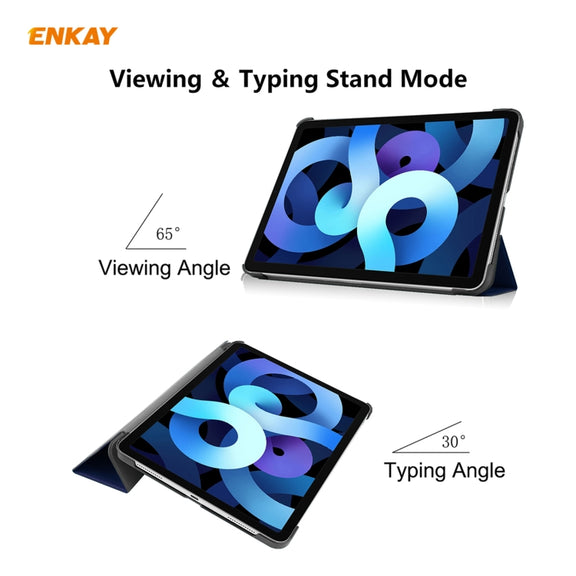 For iPad Air 11 2024 / Pro 11 2018 / Air 10.9 2022 ENKAY 3-folding Plastic Leather Smart Tablet Case(Dark Blue)