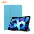 For iPad Air 11 2024 / Pro 11 2018 / Air 10.9 2022 ENKAY 3-folding Plastic Leather Smart Tablet Case(Light Blue) - iPad Air (2022) / (2020) 10.9 Cases by ENKAY | Online Shopping South Africa | PMC TechLife | Buy Now Pay Later Mobicred