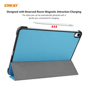 For iPad Air 11 2024 / Pro 11 2018 / Air 10.9 2022 ENKAY 3-folding Plastic Leather Smart Tablet Case(Light Blue)