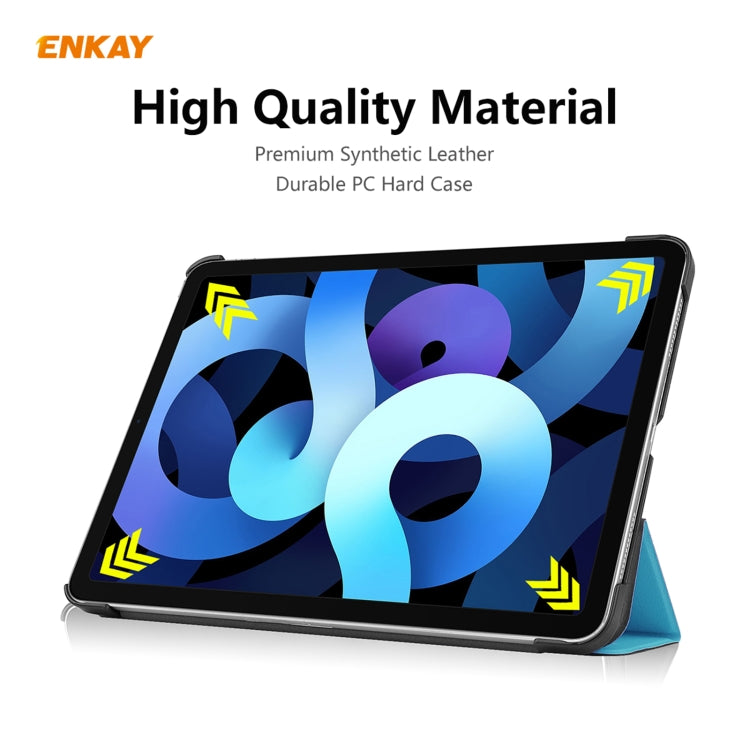 For iPad Air 11 2024 / Pro 11 2018 / Air 10.9 2022 ENKAY 3-folding Plastic Leather Smart Tablet Case(Light Blue)