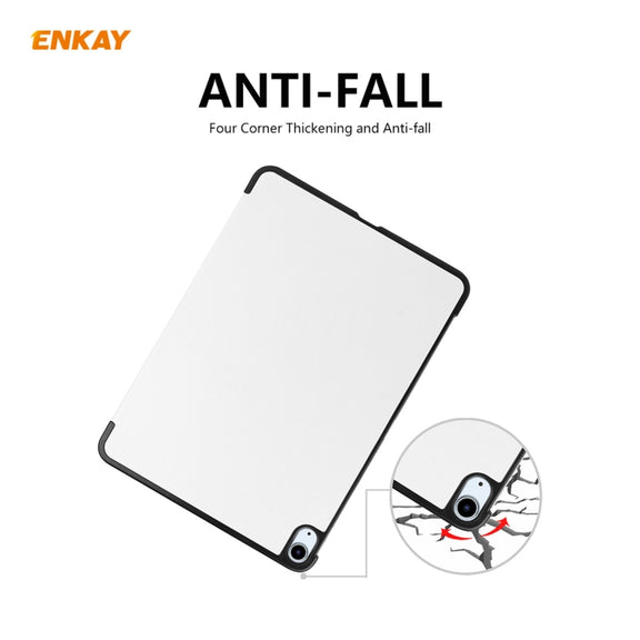 For iPad Air 11 2024 / Pro 11 2018 / Air 10.9 2022 ENKAY 3-folding Plastic Leather Smart Tablet Case(White)