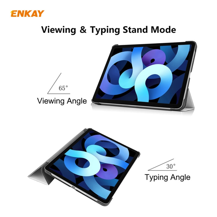 For iPad Air 11 2024 / Pro 11 2018 / Air 10.9 2022 ENKAY 3-folding Plastic Leather Smart Tablet Case(White) - iPad Air (2022) / (2020) 10.9 Cases by ENKAY | Online Shopping South Africa | PMC TechLife | Buy Now Pay Later Mobicred