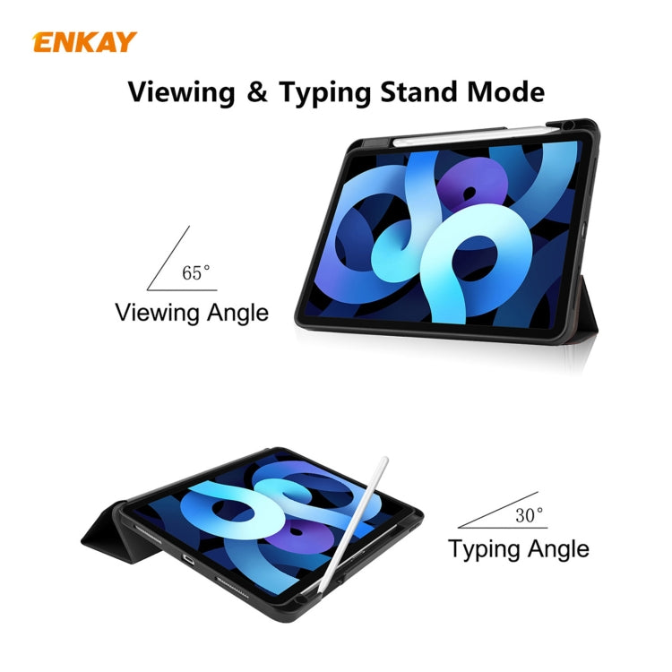 For iPad Air 11 2024 / Pro 11 2018 / Air 10.9 2022 ENKAY TPU Leather Smart Tablet Case with Pen Slot(Black) - iPad Air (2022) / (2020) 10.9 Cases by ENKAY | Online Shopping South Africa | PMC TechLife | Buy Now Pay Later Mobicred