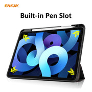 For iPad Air 11 2024 / Pro 11 2018 / Air 10.9 2022 ENKAY TPU Leather Smart Tablet Case with Pen Slot(Black)
