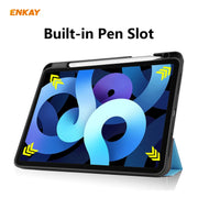 For iPad Air 11 2024 / Pro 11 2018 / Air 10.9 2022 ENKAY TPU Leather Smart Tablet Case with Pen Slot(Light Blue)