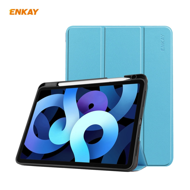 For iPad Air 11 2024 / Pro 11 2018 / Air 10.9 2022 ENKAY TPU Leather Smart Tablet Case with Pen Slot(Light Blue) - iPad Air (2022) / (2020) 10.9 Cases by ENKAY | Online Shopping South Africa | PMC TechLife | Buy Now Pay Later Mobicred