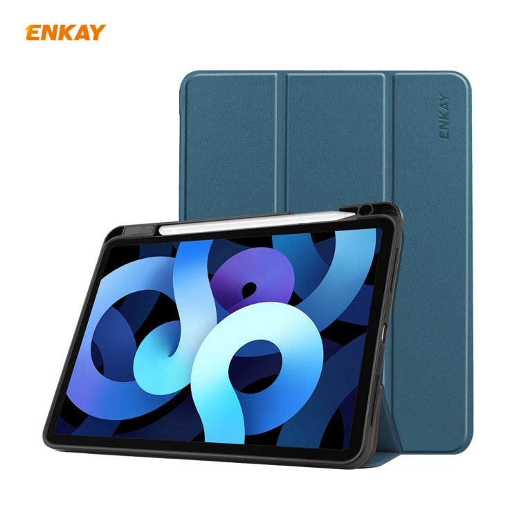 For iPad Air 11 2024 / Pro 11 2018 / Air 10.9 2022 ENKAY TPU Leather Smart Tablet Case with Pen Slot(Blackish Green) - iPad Air (2022) / (2020) 10.9 Cases by ENKAY | Online Shopping South Africa | PMC TechLife | Buy Now Pay Later Mobicred