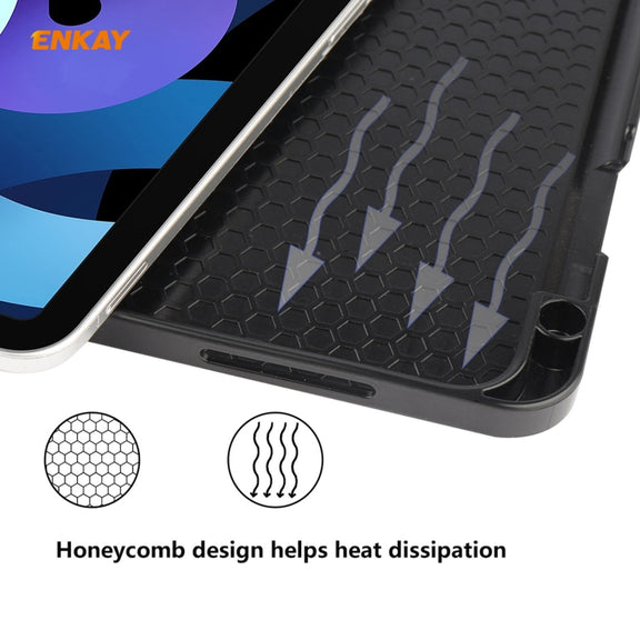 For iPad Air 11 2024 / Pro 11 2018 / Air 10.9 2022 ENKAY TPU Leather Smart Tablet Case with Pen Slot(Black)