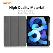 For iPad Air 11 2024 / Pro 11 2018 / Air 10.9 2022 ENKAY TPU Leather Smart Tablet Case with Pen Slot(Black)
