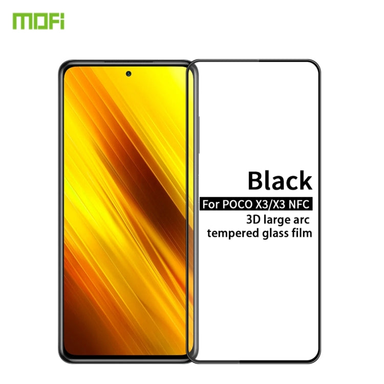 For Xiaomi Poco X3 / X3 NFC MOFI 9H 3D Explosion-proof Curved Screen Tempered Glass Film(Black) -  by MOFI | Online Shopping South Africa | PMC TechLife | Buy Now Pay Later Mobicred